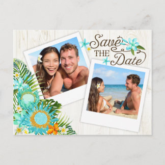 Cartão Postal De Anúncio Luau Hawaiian Rustic Beach Salve a data