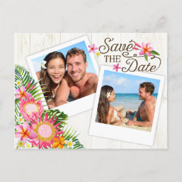 Cartão Postal De Anúncio Luau Hawaiian Rustic Beach Salve a data