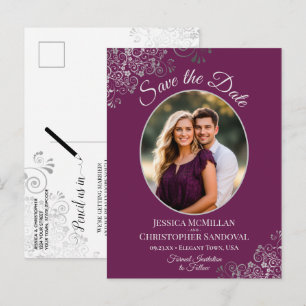Cartão Postal De Anúncio Lugar prateado no casamento do gabinete Salvar a f