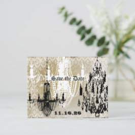 Cartão Postal De Anúncio Lustre Dourado Preto e Branco Damaskusso Distressi