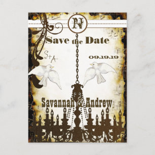 Cartão Postal De Anúncio Lustre Rústico Country Chic Dove Salve o Dia