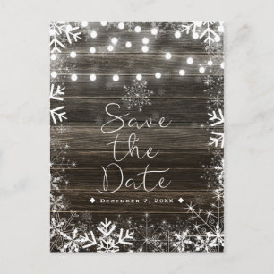 Cartão Postal De Anúncio Luzes de Casamento de Inverno & Flocos de Neve Sal