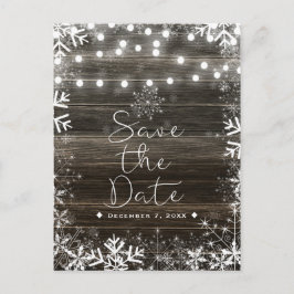 Cartão Postal De Anúncio Luzes de Casamento de Inverno & Flocos de Neve Sal