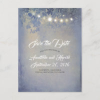 Luzes de Corda Azul Rustic Dusty Salvem a Data