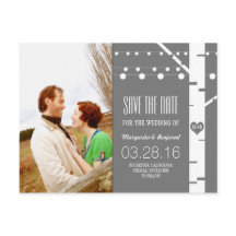 luzes de corda de bétula foto save the date