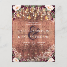 Cartão Postal De Anúncio Luzes de Cordão de Madeira com Renda Rústica Salva