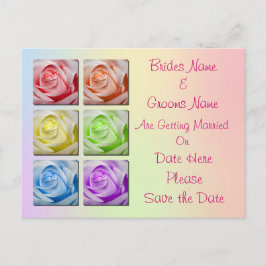 Cartão Postal De Anúncio Macro Rainbow Rosas Casamento Salve A Data