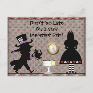 Cartão Postal De Anúncio Mad Hatter Tea Party Save the Date Chá de fraldas