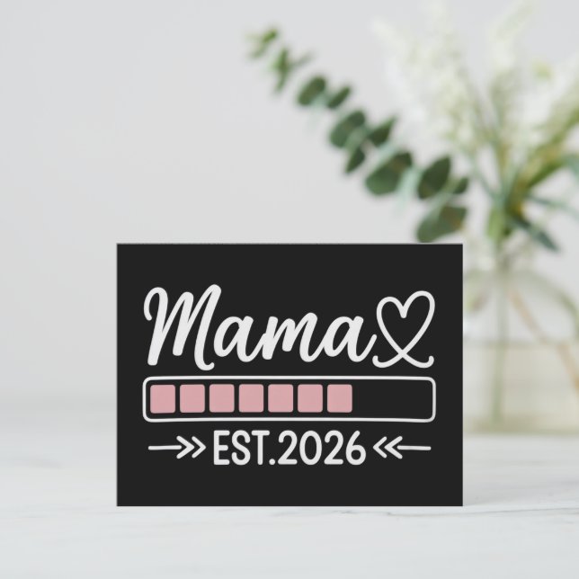 Cartão Postal De Anúncio Mama est. 2026 Pregnancy Announcement Mom  (Em pé/Frente)