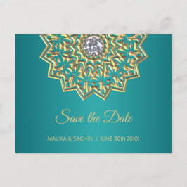 Cartão Postal De Anúncio Mandala Indian Teal Blue Weding SAVE DATA
