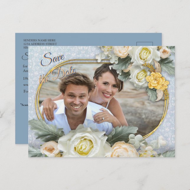 Cartão Postal De Anúncio Mandalas Azul Claro, Rosa e Branco (Frente/Verso)