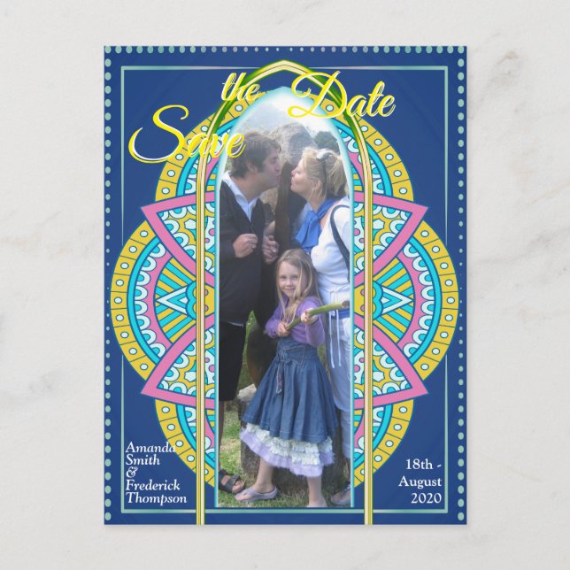 Cartão Postal De Anúncio Mandalas em azul neerlandês misto (Frente)