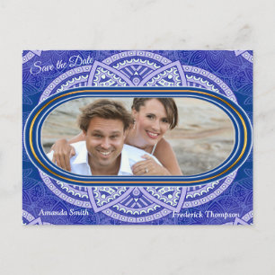 Cartão Postal De Anúncio Mandalas em azul neerlandês misto