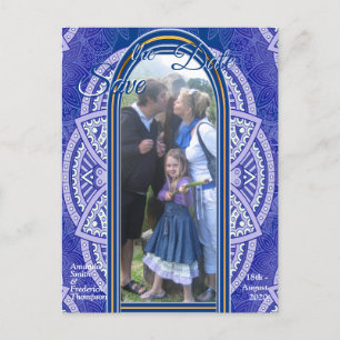 Cartão Postal De Anúncio Mandalas em azul neerlandês misto