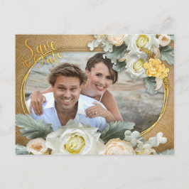 Cartão Postal De Anúncio Mandalas em Dourado, moldura de foto de rosas bran