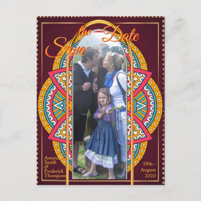 Cartão Postal De Anúncio Mandalas em fundo Maroon (Frente)