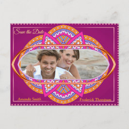 Cartão Postal De Anúncio Mandalas em tons rosa cereja e padrões repetidos c