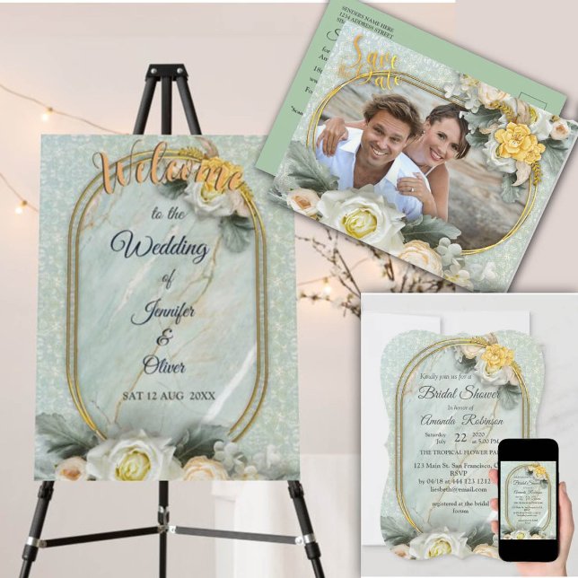 Cartão Postal De Anúncio Mandalas Verde Claro, Amarelo e Branco Sem Costura (Criador carregado)