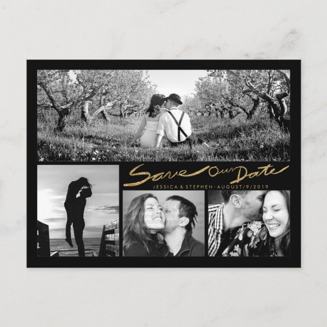 Cartão Postal De Anúncio Manuscrito com Falha Dourada para Largura Salve no (Frente)