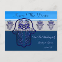 Mão de Hamsa com: Coração (Casamento) (Azul)
