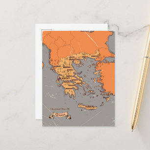 Cartão Postal De Anúncio Mapa Antigo das Províncias da Grécia