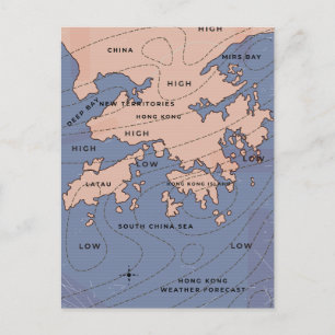 Cartão Postal De Anúncio Mapa Antigo do Tempo de Hong Kong