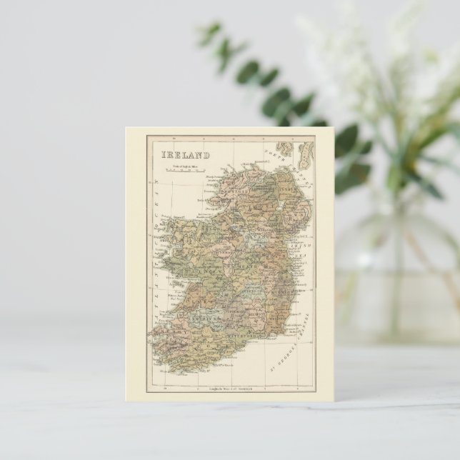 Cartão Postal De Anúncio Mapa da Irlanda 1862 Casamento Salvar a Data (Gran (Em pé/Frente)