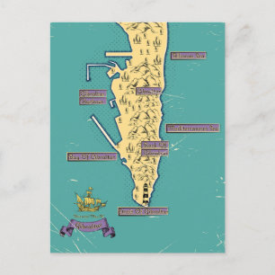 Cartão Postal De Anúncio Mapa de viagem ilustrado de Gibraltar