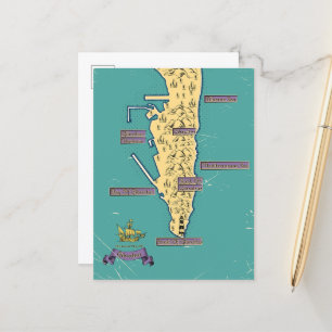 Cartão Postal De Anúncio Mapa de viagem ilustrado de Gibraltar