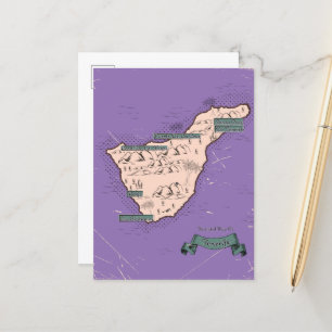 Cartão Postal De Anúncio Mapa de viagem ilustrado de Tenerife