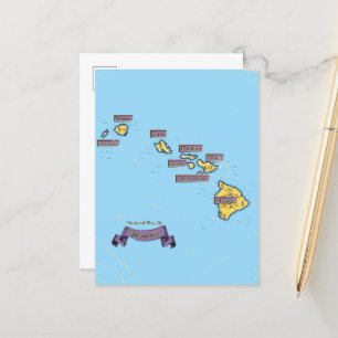 Cartão Postal De Anúncio Mapa de viagem ilustrado do Havaí