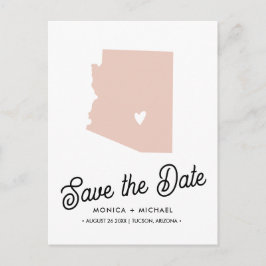 Cartão Postal De Anúncio Mapa do Estado do ARIZONA - Casamento de Destino -