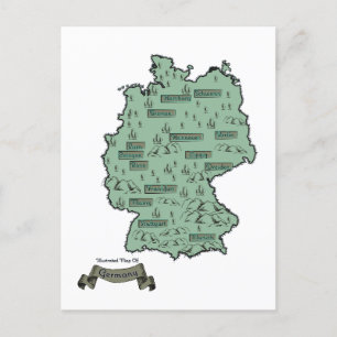 Cartão Postal De Anúncio Mapa ilustrado vintage da Alemanha