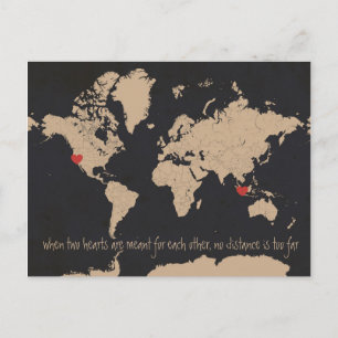 Cartão Postal De Anúncio Mapa Mundial Personalizável Salve a Data