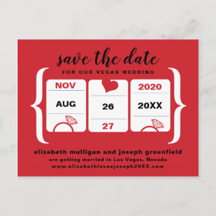 Cartão Postal De Anúncio Máquina de Slot Vermelha Salva a Data Casamento