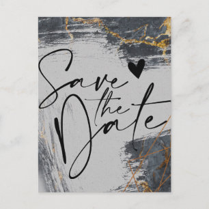 Cartão Postal De Anúncio Marble Glitter Geometric Save the Date Announmen