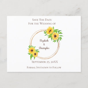 Cartão Postal De Anúncio Margaridas Monogramáticas Folhas Verdes Casamento