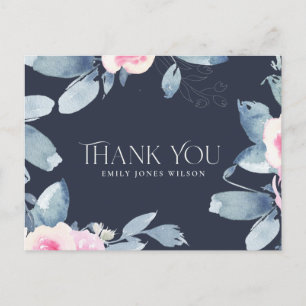 CARTÃO POSTAL DE ANÚNCIO MARINHA BEGE AZUL FLORAL QUALQUER IDADE ANIVERSÁRI