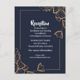 Cartão Postal De Anúncio Marinho e ouro floral