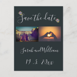 Cartão Postal De Anúncio Marinho Floral Clássico Boho Chic Themed Wedding