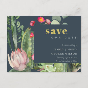 CARTÃO POSTAL DE ANÚNCIO MARINHO PINK FLORAL DESERT CACTI FAUNA SALVE A DAT