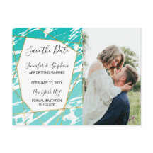 Mármore Seafoam Verde-azulado Dourado Geométrico S