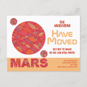 Cartão Postal De Anúncio Mars Red Planet Engraçado Tema Espacial Movendo