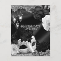 Máscara Elegante Preto e Branco Save the Date