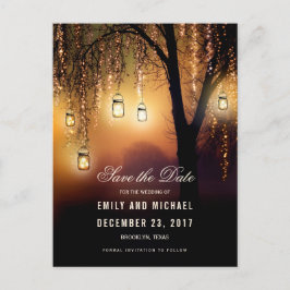 Cartão Postal De Anúncio Mason Jars String Lights Elegant salve a data