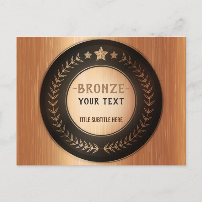 Cartão Postal De Anúncio MEDALHA PERSONALIZADA DIY Bronze ADICIONE SEU LOGO (Frente)