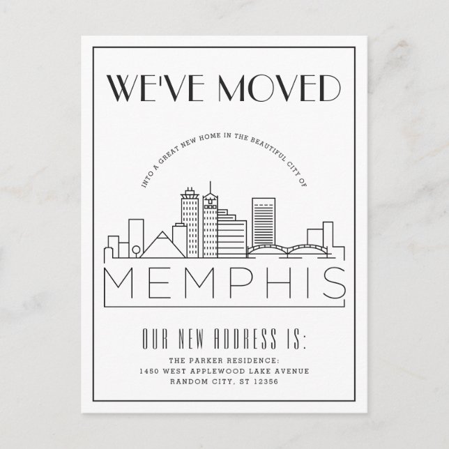 Cartão Postal De Anúncio Memphis Modern Deco | Mudança de endereço (Frente)