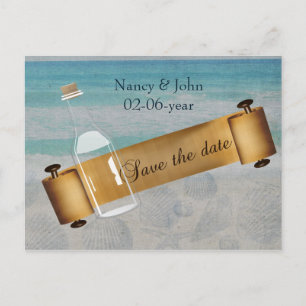 Cartão Postal De Anúncio Mensagem em uma garrafa Beach Wedding