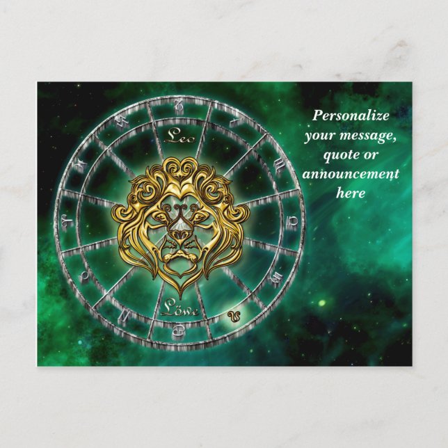 Cartão Postal De Anúncio Mensagem Personalizada de Astrologia Leo Lion Horo (Frente)
