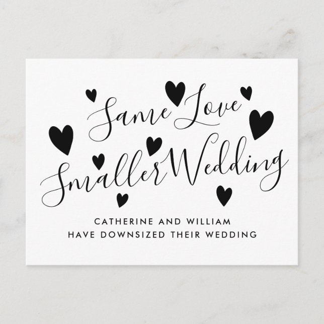 Cartão Postal De Anúncio Mesmo Amor Pequeno Micro Casamento Plano de Reduçã (Frente)